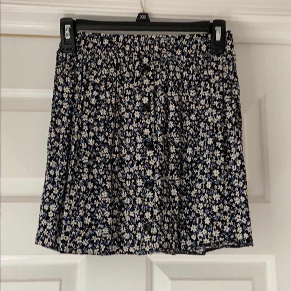 Flowy Floral Skirt with Buttons
